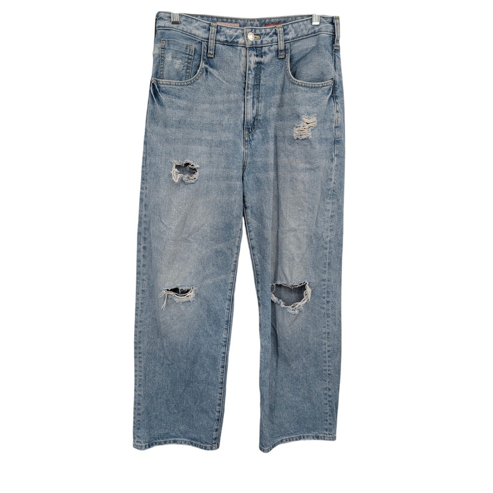 Pilcro Anthropologie High‎ Rise Distressed Straight Leg Jeans Women's 28